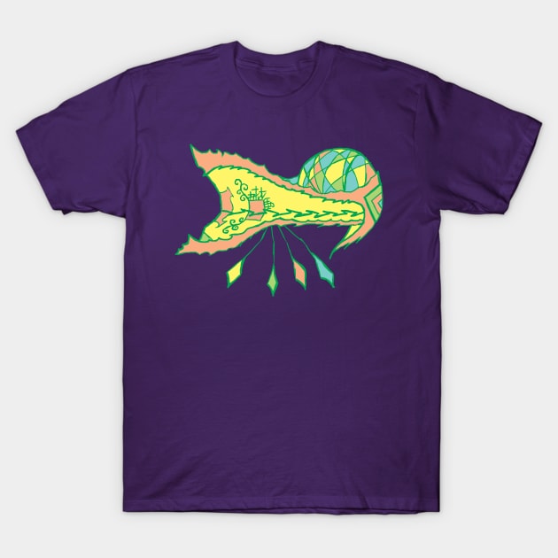 Colorful Intergalactic Alien Spaceship T-Shirt by JonGrin